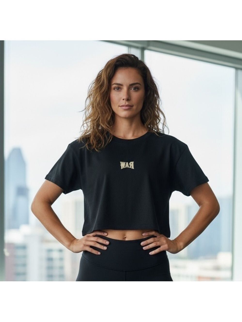 Rawgear Black War Cropped T Shirt Large NWT